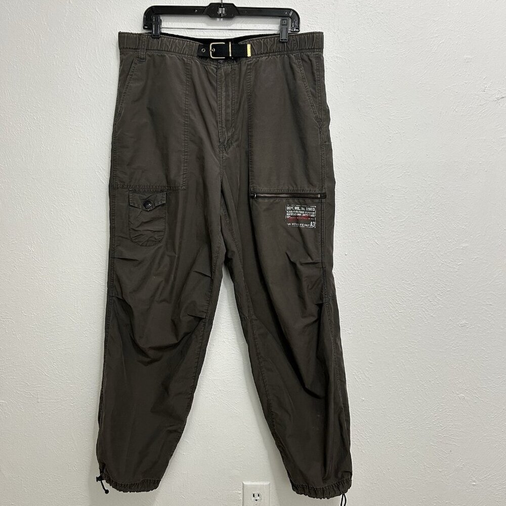 Vintage 90s Old Navy Cargo Pants Men's Brown Faded Baggy Paratrooper Grunge Sz M